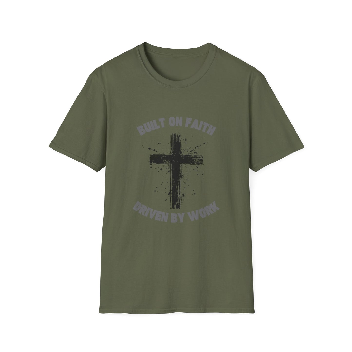 Built on Faith, Driven by Work - Christian Cross T-Shirt